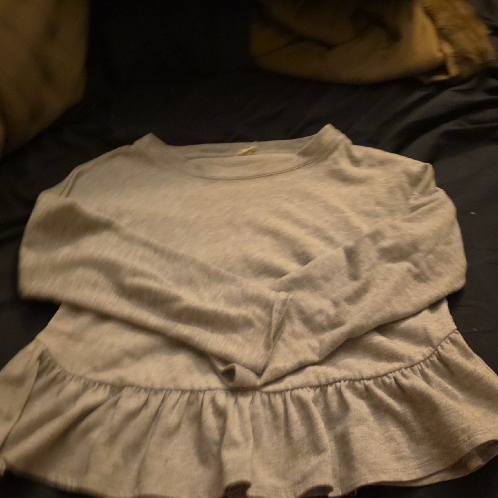 Gray Ruffled Ladies Top